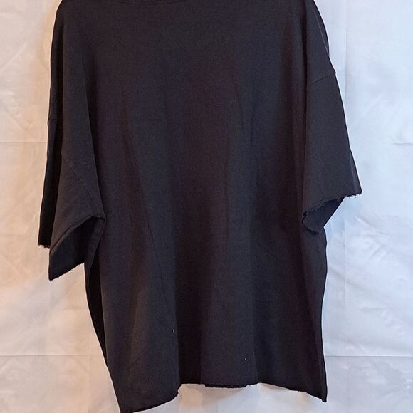 Zenana Star Applique Sequin Colorful Frayed Hemlines Short Sleeve Top NWOT  XL - Picture 4 of 13